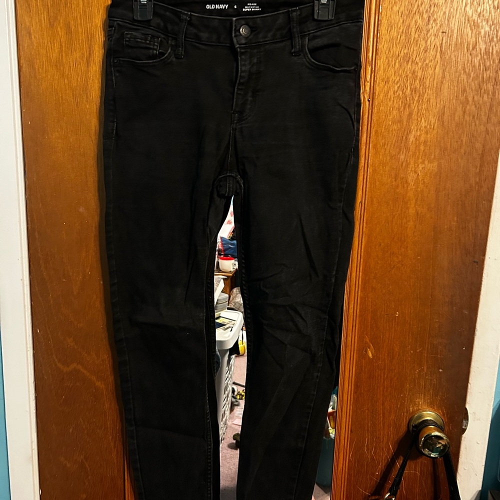 Old Navy Black Skinny Jeans Distressed Modern Fit